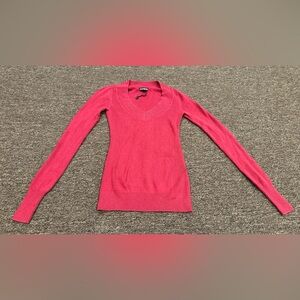 EUC Express Red Valentine Ribbed Knit Women's XS V neck pullover Sweater